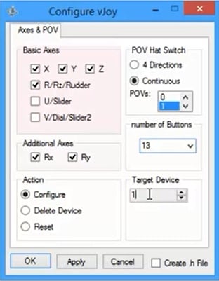 vJoy settings