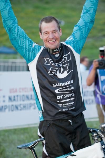 Ross Milan (Yeti Cycles) is stoked with his national championship four cross victory.
