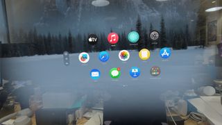 Apple Vision Pro apps floating in front of a snowy background