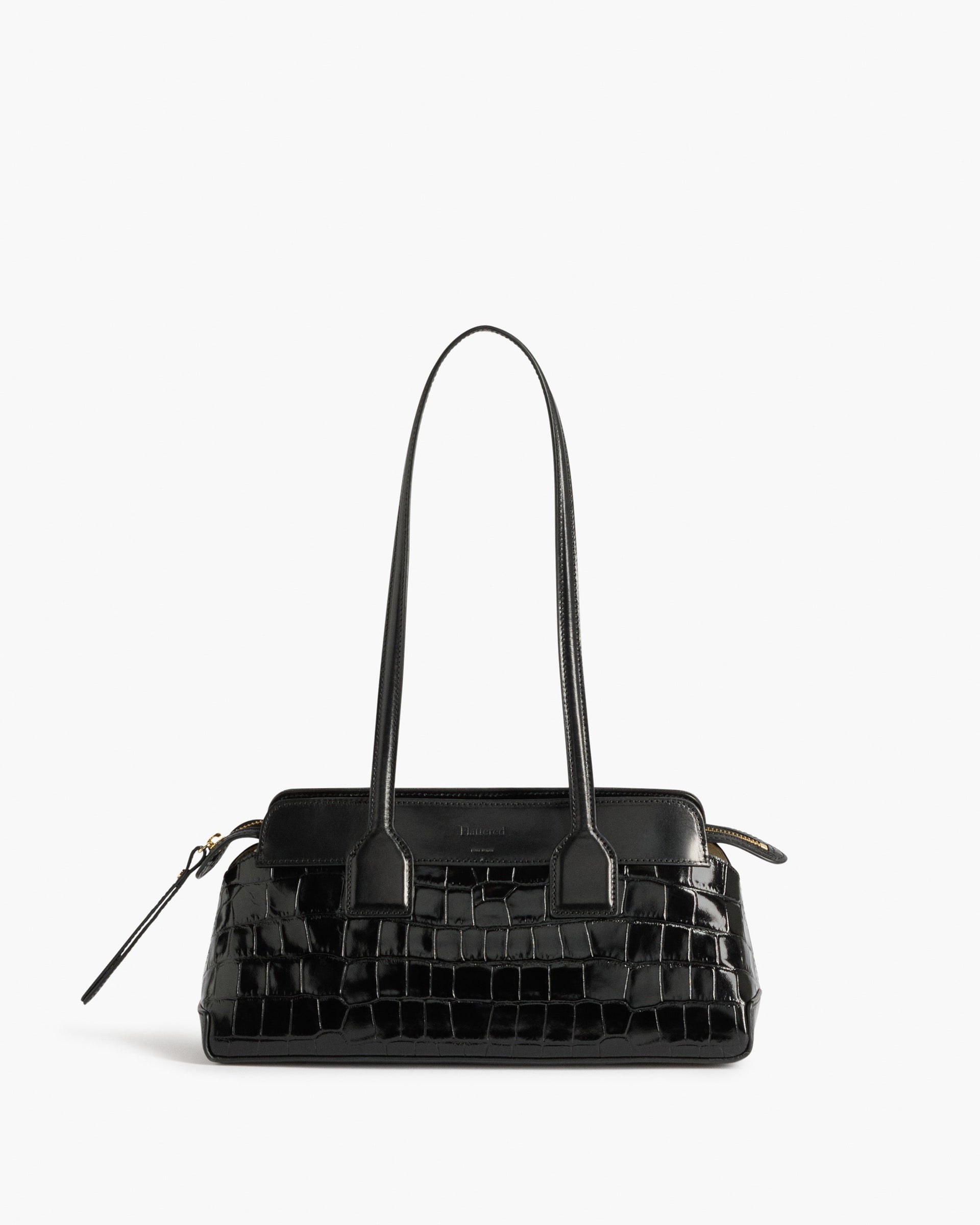 Greta Shoulder Bag Leather Croco Black