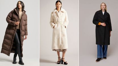 3 models wearing the best winter coats 2023