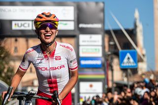 Kasia Niewiadoma after the women's elite race at the 2023 Gravel World Championships in Italy on Saturday October 7