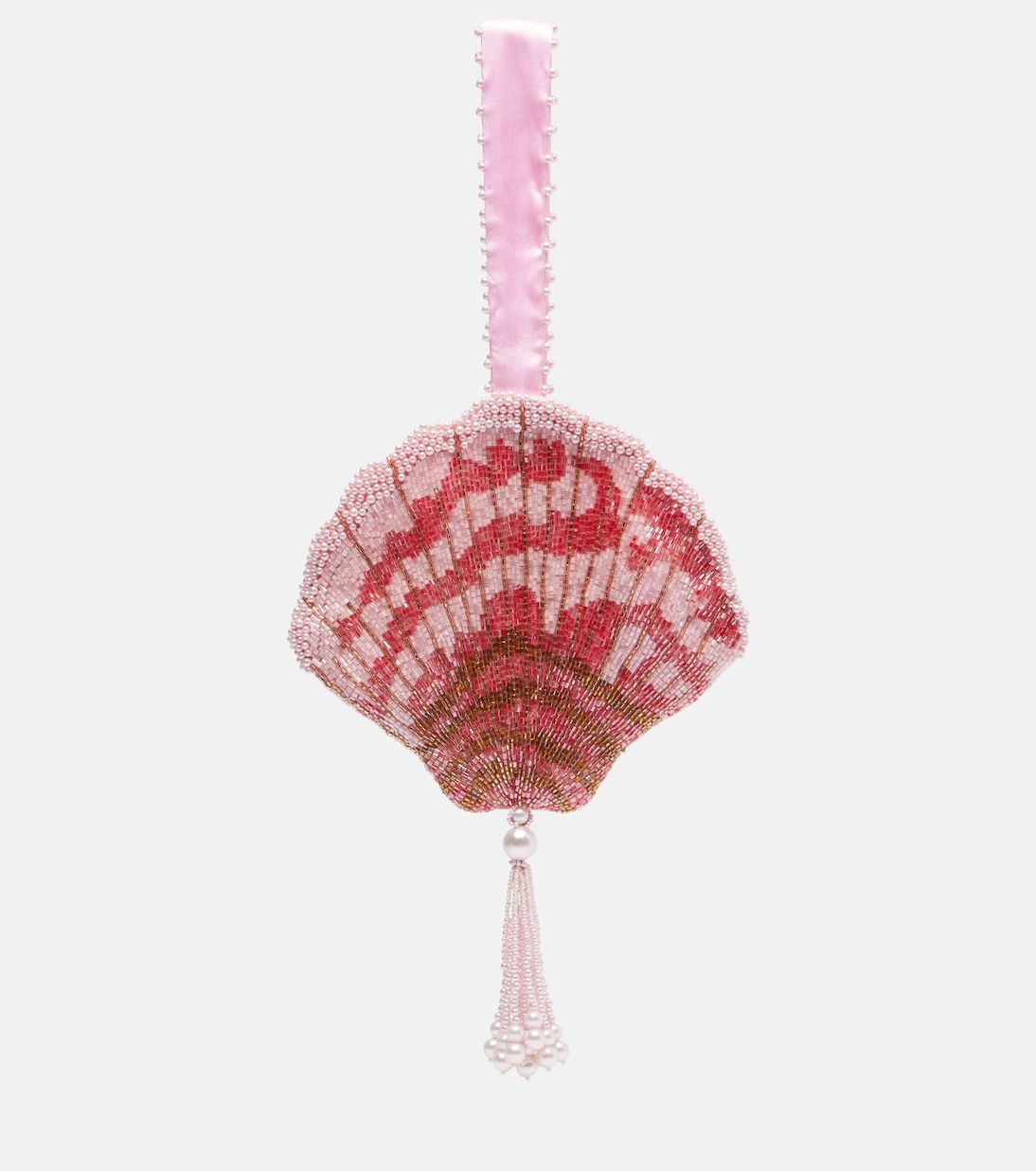Seashell Beaded Satin Clutch