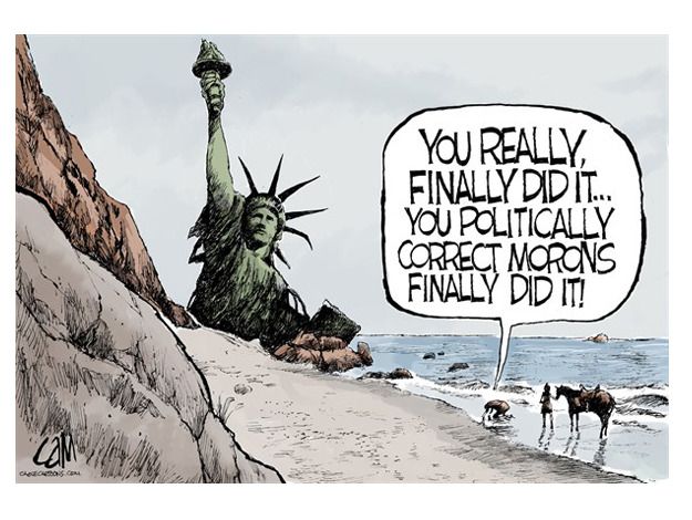 Editorial cartoon Planet of the Apes politically correct