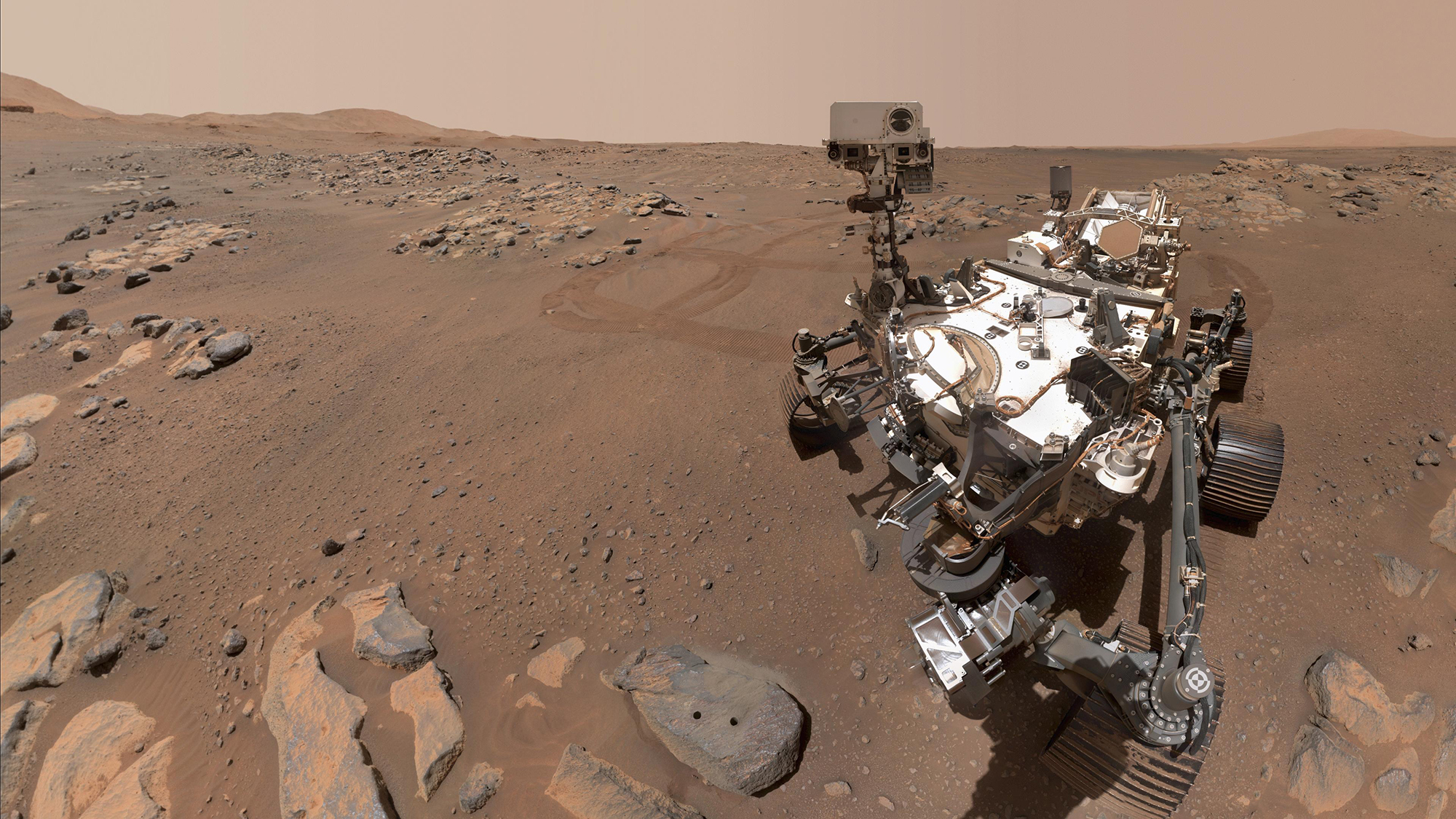 NASA's Perseverance Mars rover took this selfie over a rock nicknamed 
