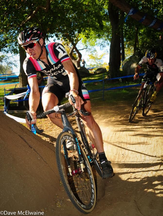 Jeremy Powers (Rapha Focus) at the front of the race with three laps to go