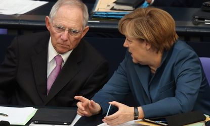 German Chancellor Angela Merkel and Finance Minister Wolfgang Schauble 
