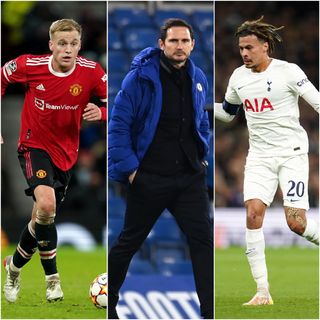 Donny van de Beek, Frank Lampard and Dele Alli, l-r