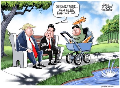 Political Cartoon U.S. Trump China North Korea America