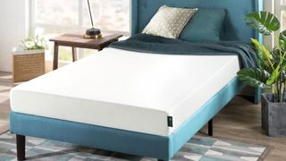 Best mattress for side sleepers: image shows the Zinus Green Tea Memory Foam Mattress on a bed in a bedroom