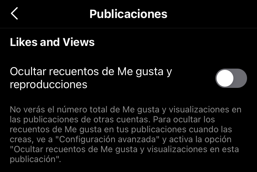 La opción de Instagram de ocultar los 'me gusta'