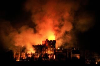 Windsor Castle fire by night