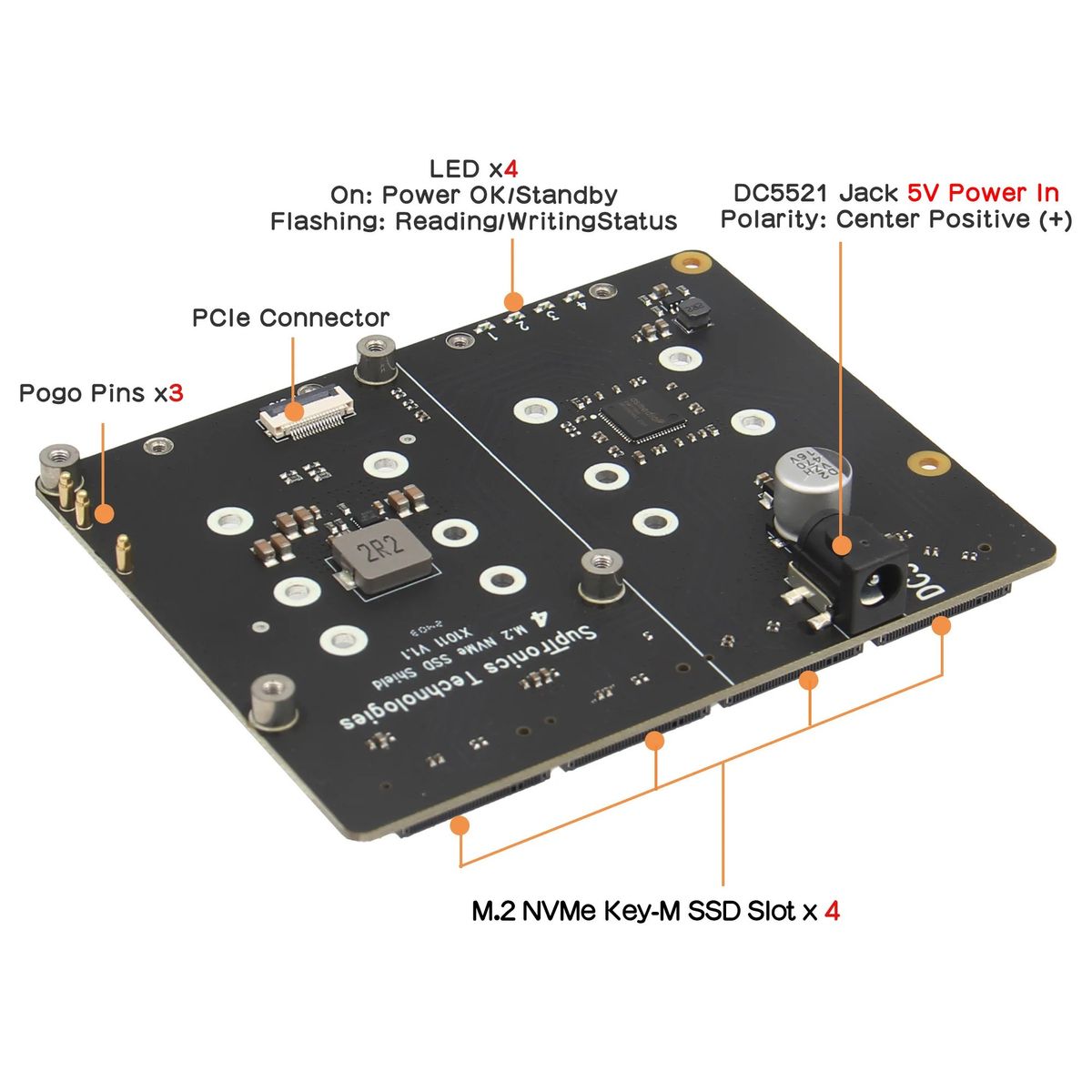 Add-on board lets you use four NVMe SSDs at once with Raspberry Pi