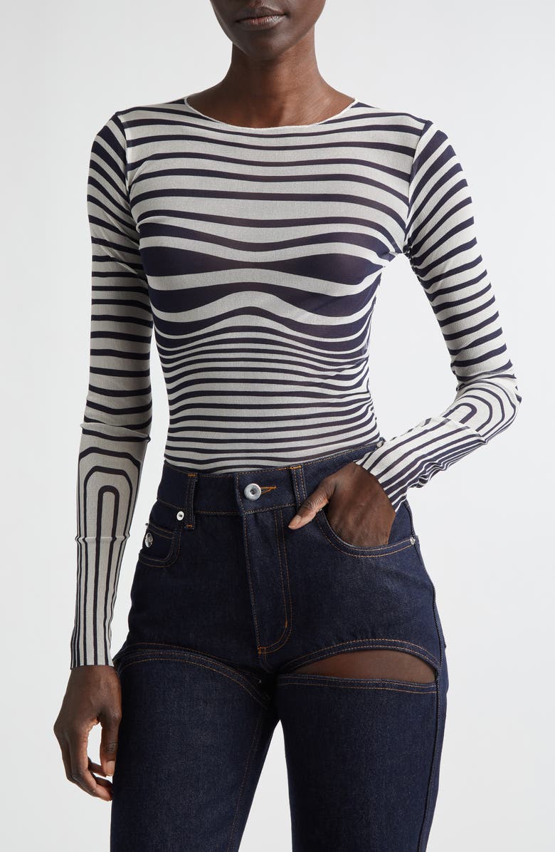 Re-Edition Body Morphing Trompe L'oeil Long Sleeve Mesh Top