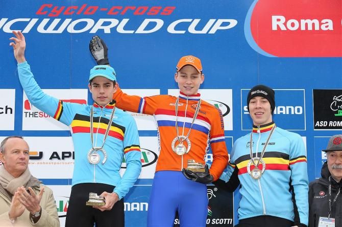 Mathieu van der Poel (Netherlands) beat Belgian pair Wout Van Aert and Laurens Sweeck.