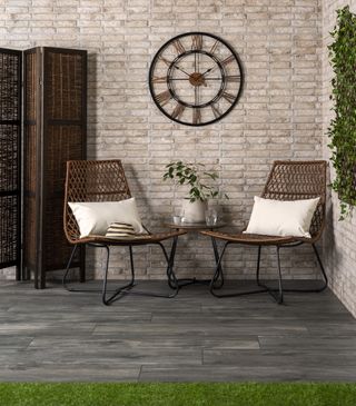 brick slips effect ceramic tiles in outdoor setting