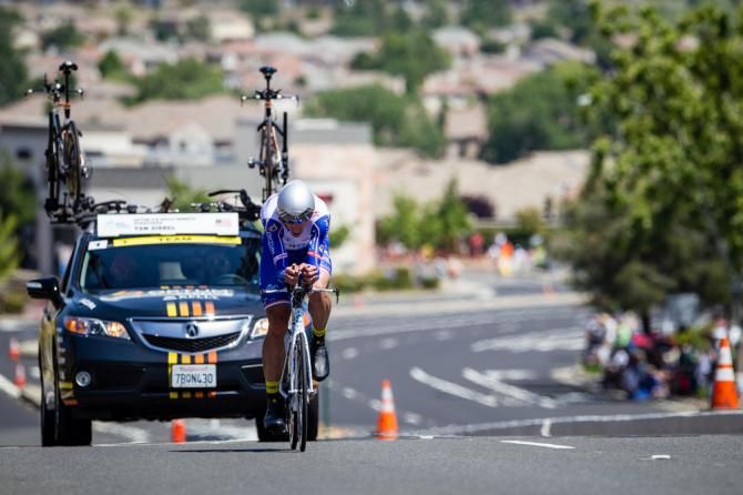 Tom Zirbel (Optum) comes up one of todays roll hills