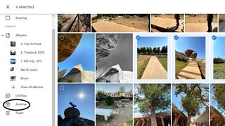 a screenshot of Google Photos' library panel highlighting the archive