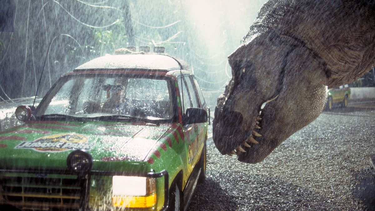 The Jurassic Park vehicle, which hosts the famous water cup scene – sparked by Lantieri&#039;s guitar