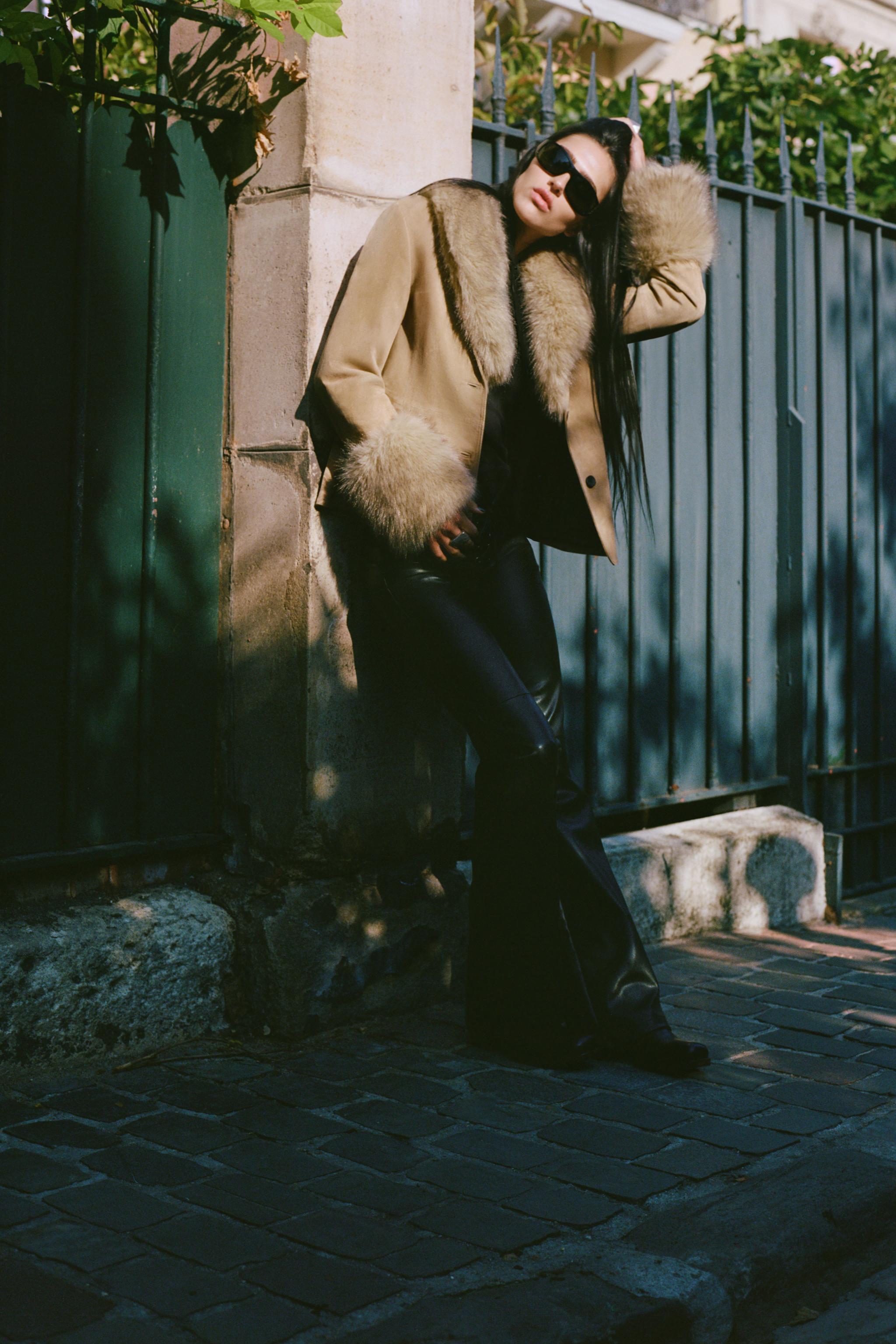 Fitted 100% Sheepskin Suede Blazer