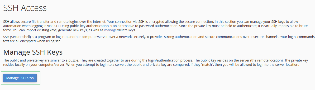 Manage SSH Keys