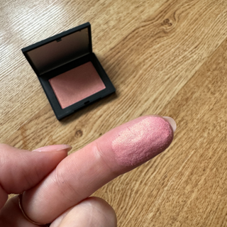 Rebecca Fearn testing the NARS Orgasm Powder Blusher