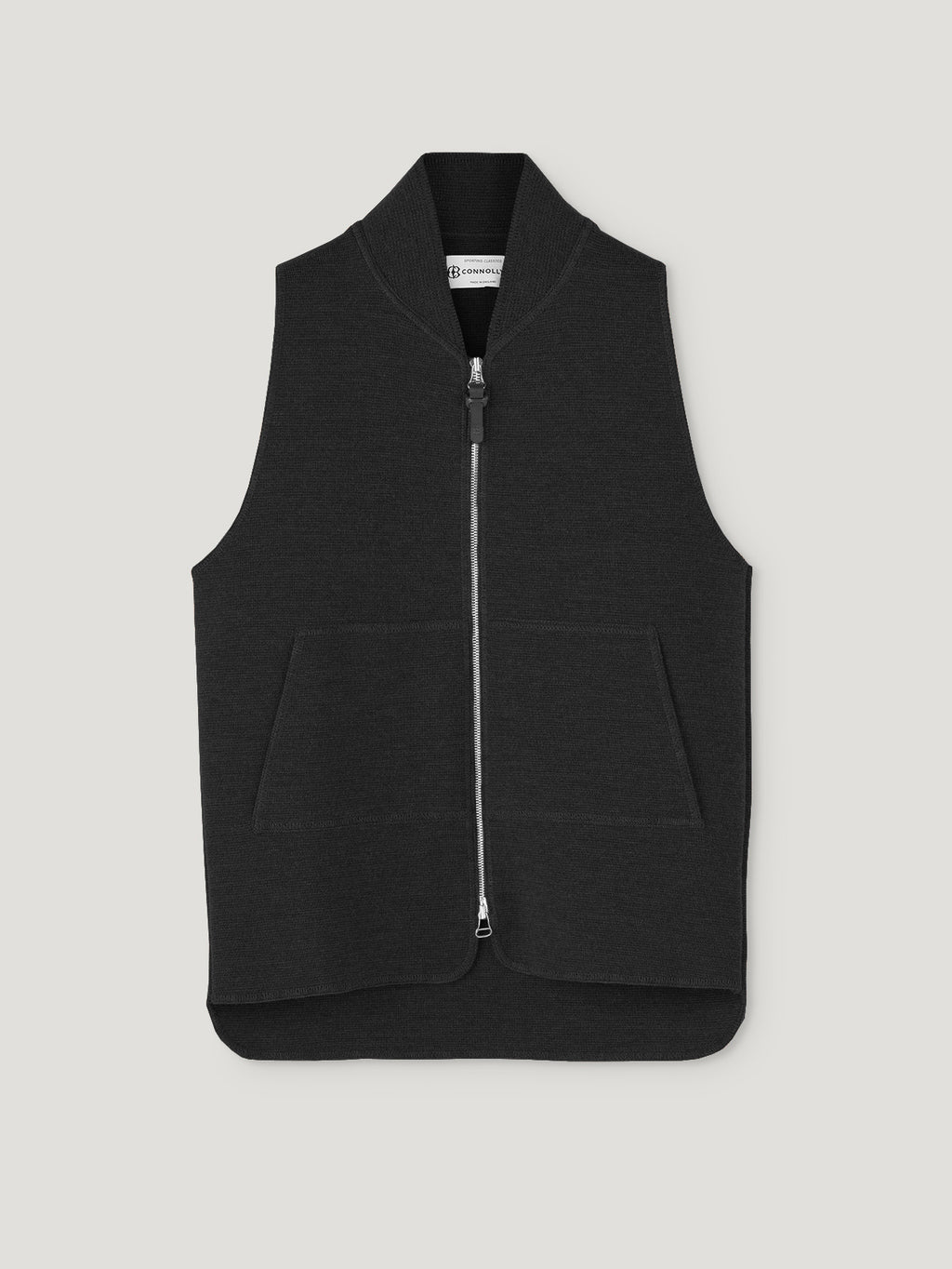 Black Wool Drop Back Car Vest