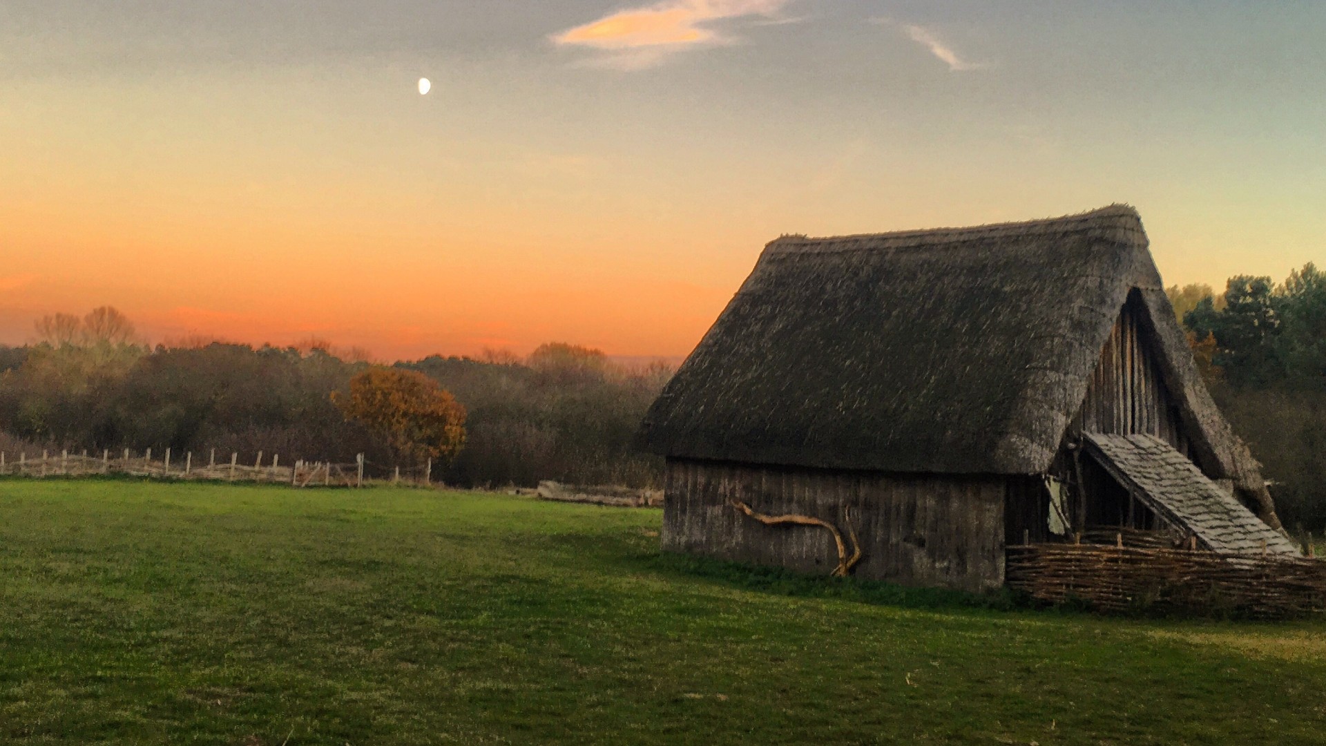 A recreated Anglo-Saxon village at West Stow park in Suffolk, England.