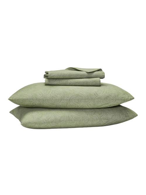 Classic Percale Core Sheet Set in 
Tonal Fresh Moss Calm Waters 