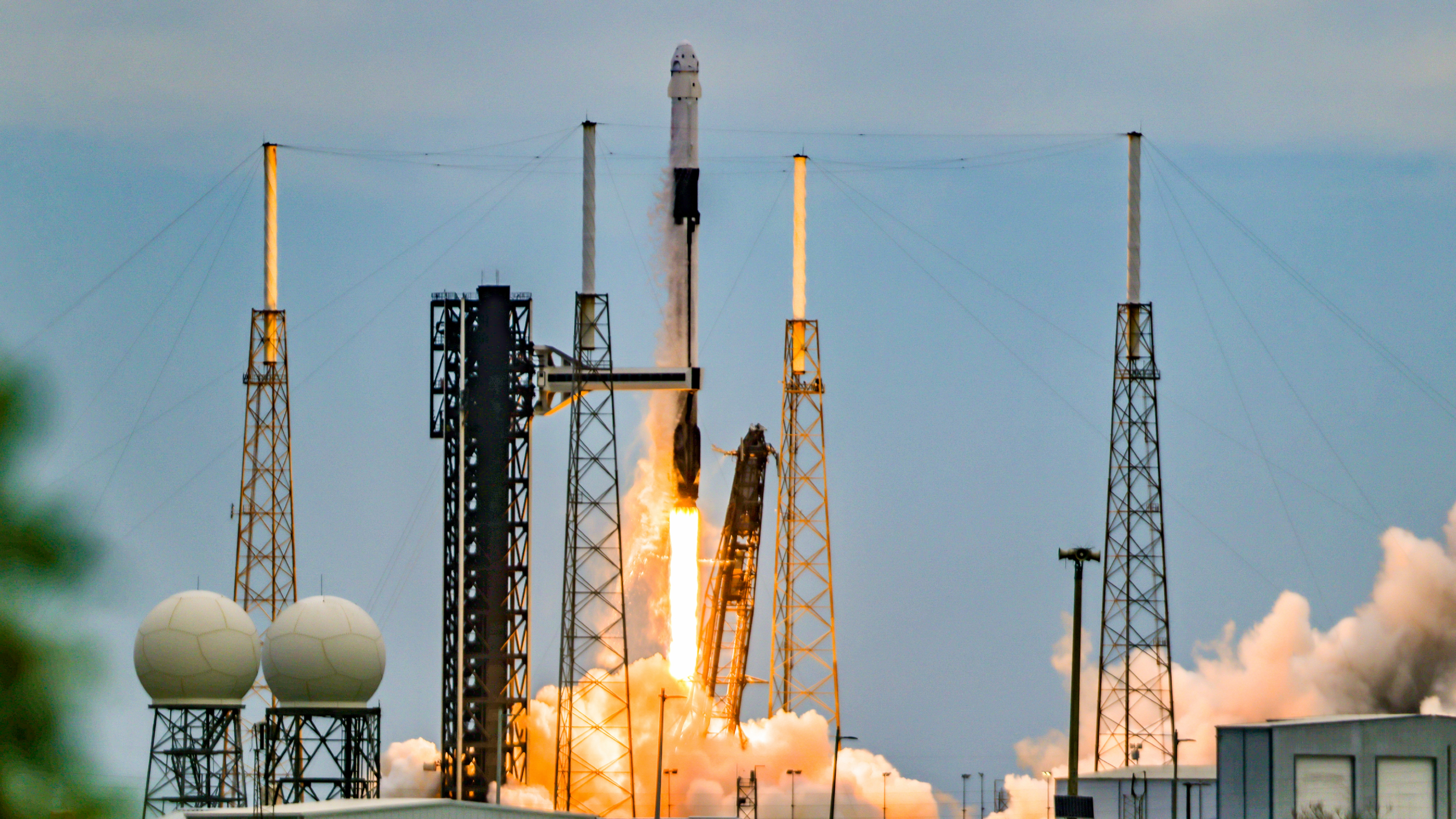 A SpaceX Falcon 9 rocket launches into space 