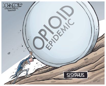 Political cartoon U.S. opioid crisis drug abuse epidemic