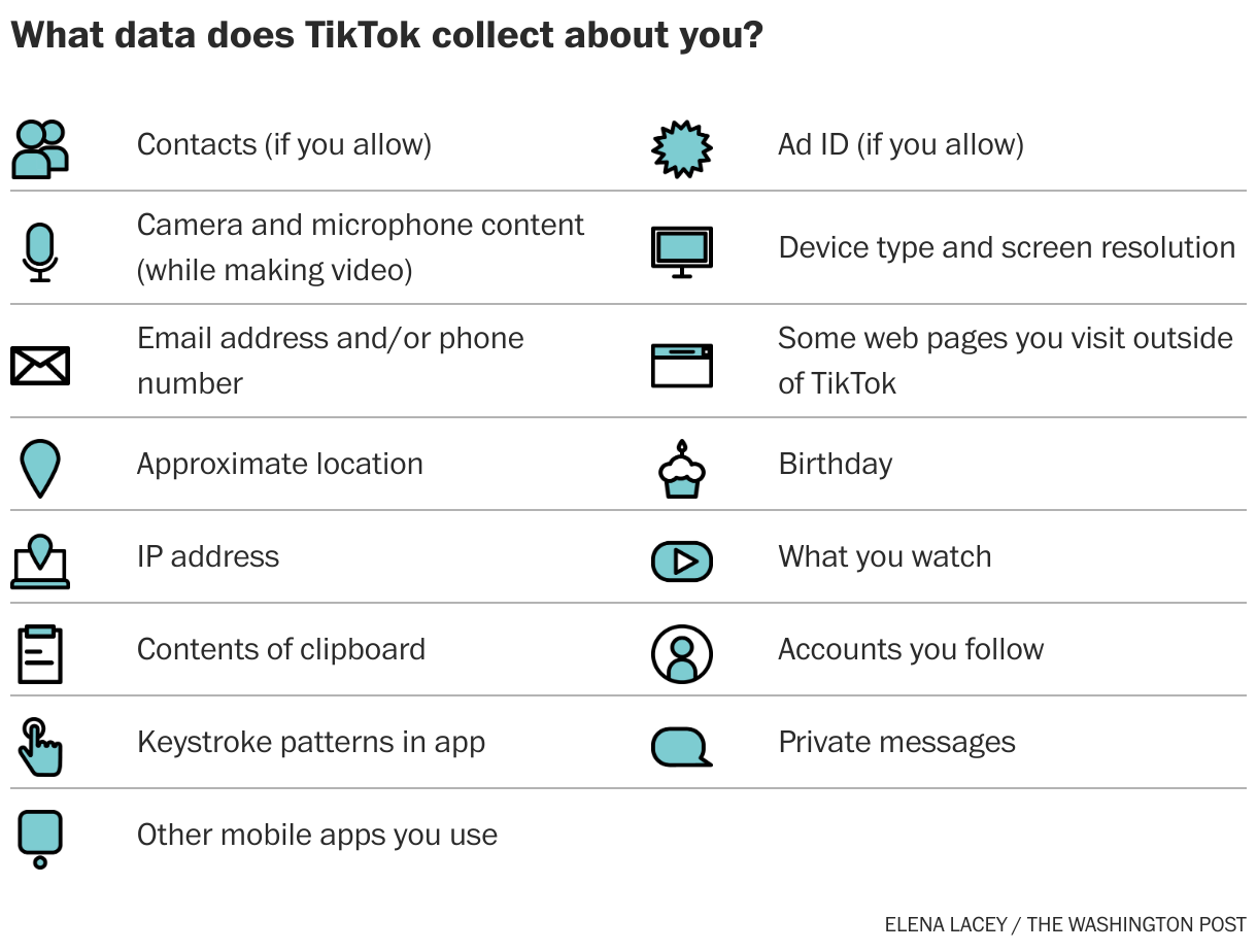 List of data collected by TikTok