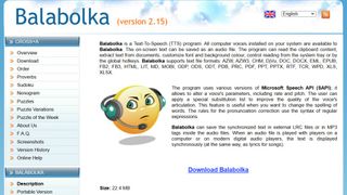 Website screenshot for Balabolka.