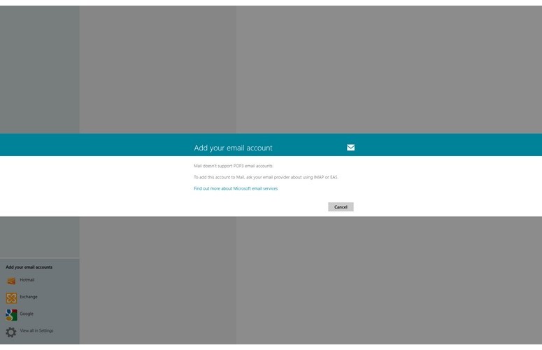 Windows 8 Mail Does Not Support POP