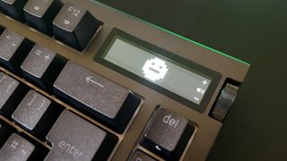 Close up on digital display of Razer BlackWidow V4 Pro 75% gaming keyboard