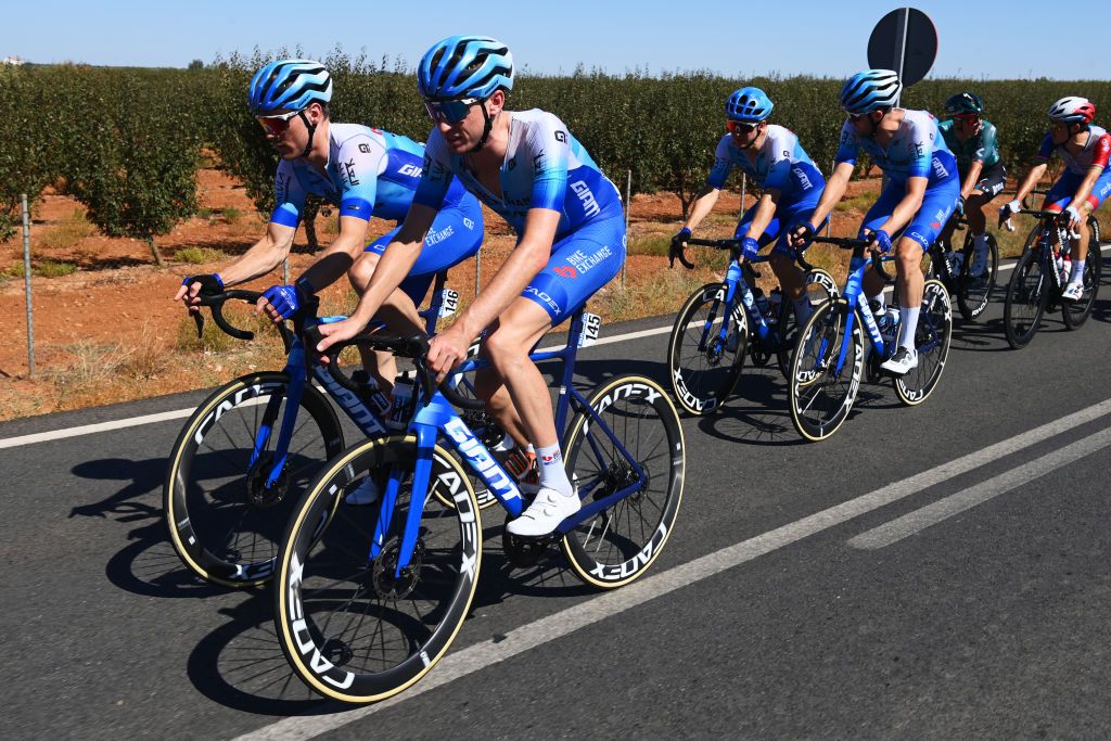 TOMARES SPAIN SEPTEMBER 06 LR Michael Hepburn of Australia and Lucas Hamilton of Australia and Team BikeExchange Jayco compete during the 77th Tour of Spain 2022 Stage 16 a 1894km stage from Sanlcar de Barrameda to Tomares LaVuelta22 WorldTour on September 06 2022 in Tomares Spain Photo by Tim de WaeleGetty Images