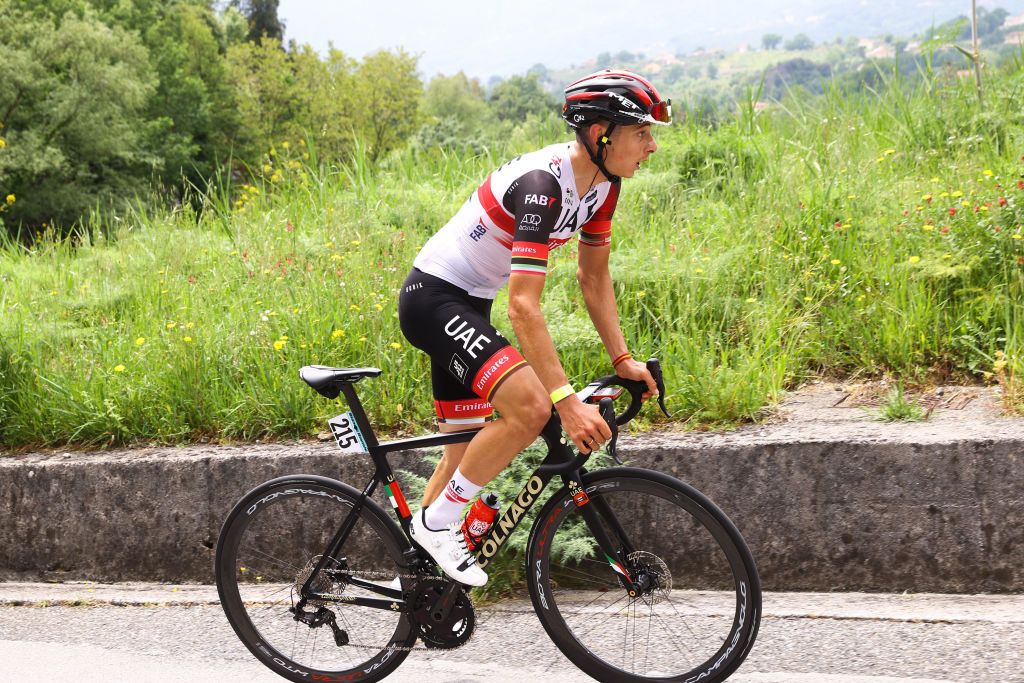 POTENZA ITALY MAY 13 Davide Formolo of Italy and UAE Team Emirates competes in the breakaway during the 105th Giro dItalia 2022 Stage 7 a 196km stage from Diamante to Potenza 717m Giro WorldTour on May 13 2022 in Potenza Italy Photo by Michael SteeleGetty Images