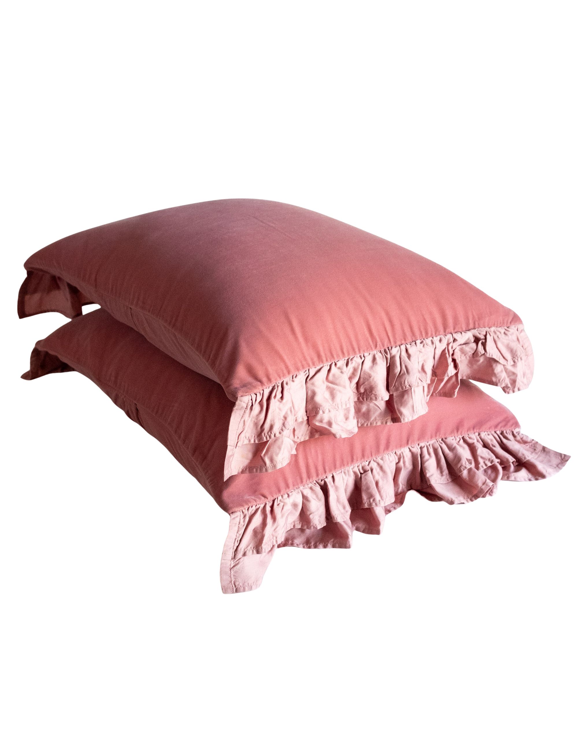 Lillian Recycled Poly Velvet Ruffle Shams, Pink