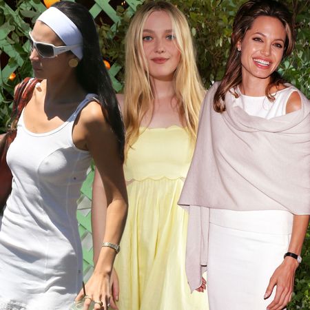 collage of celebrities wearing Hamptons vacation outfits