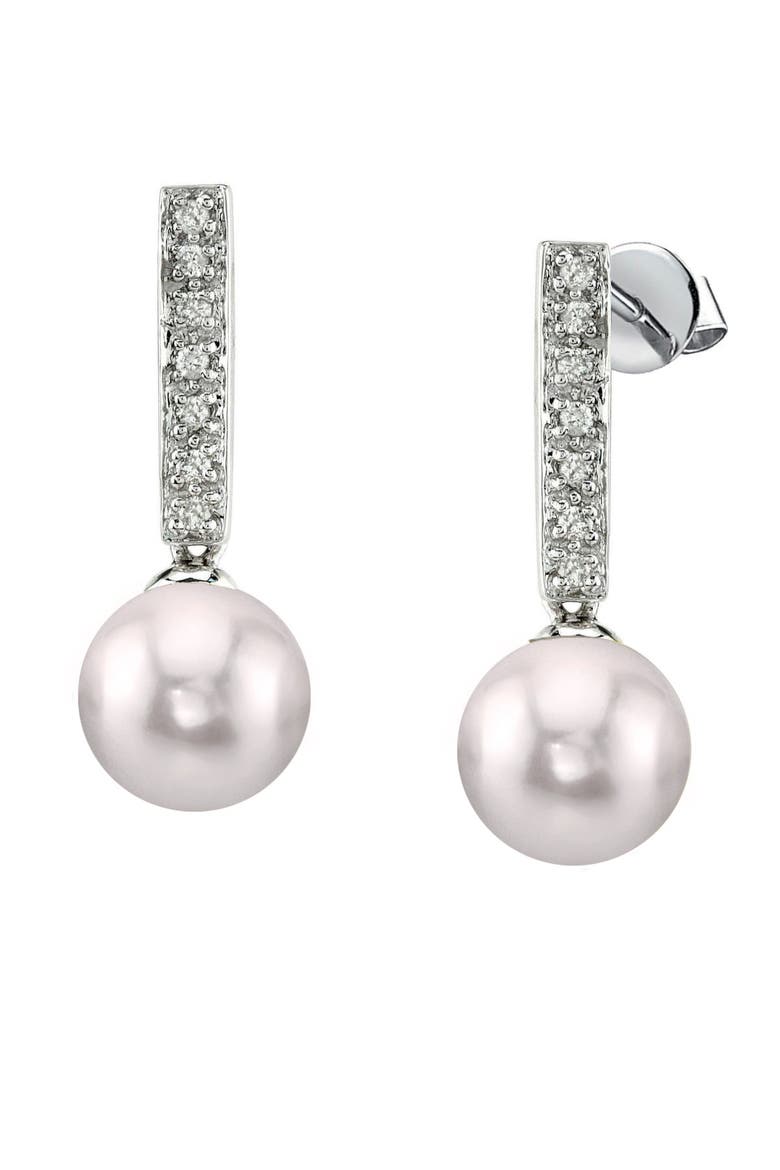 Akoya Pearl Dangling Diamond Earrings