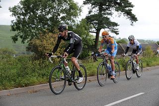 Bradlwy Wiggins heads break, Tour of Britain 2010, stage 2