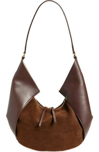 Large Riva Suede & Leather Hobo Bag