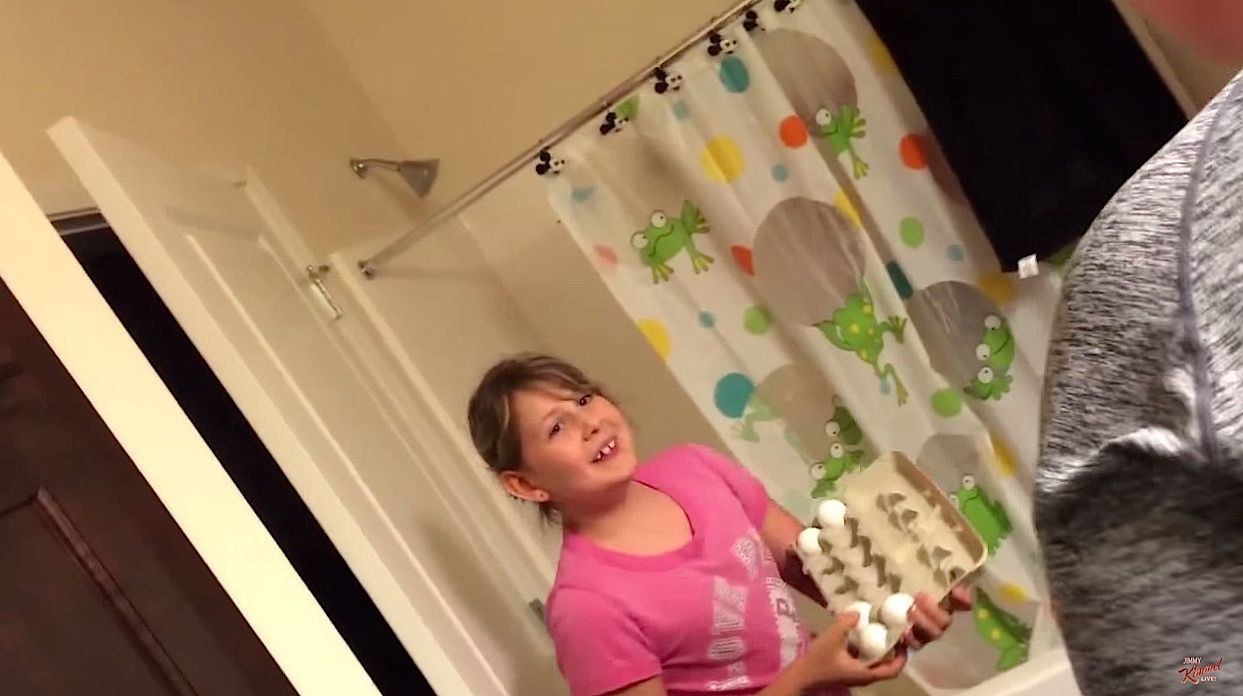 Kimmel asked America to serve dad breakfast in the shower. America complied.