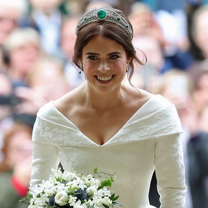 Princess Eugenie wearing her wedding tiara and gown