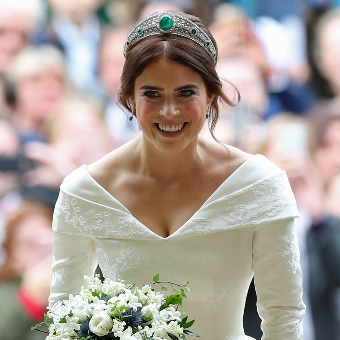 Princess Eugenie wearing her wedding tiara and gown