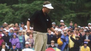 Phil Mickelson after missing a putt on the 18th at Pinehurst No.2 at the 1999 US Open