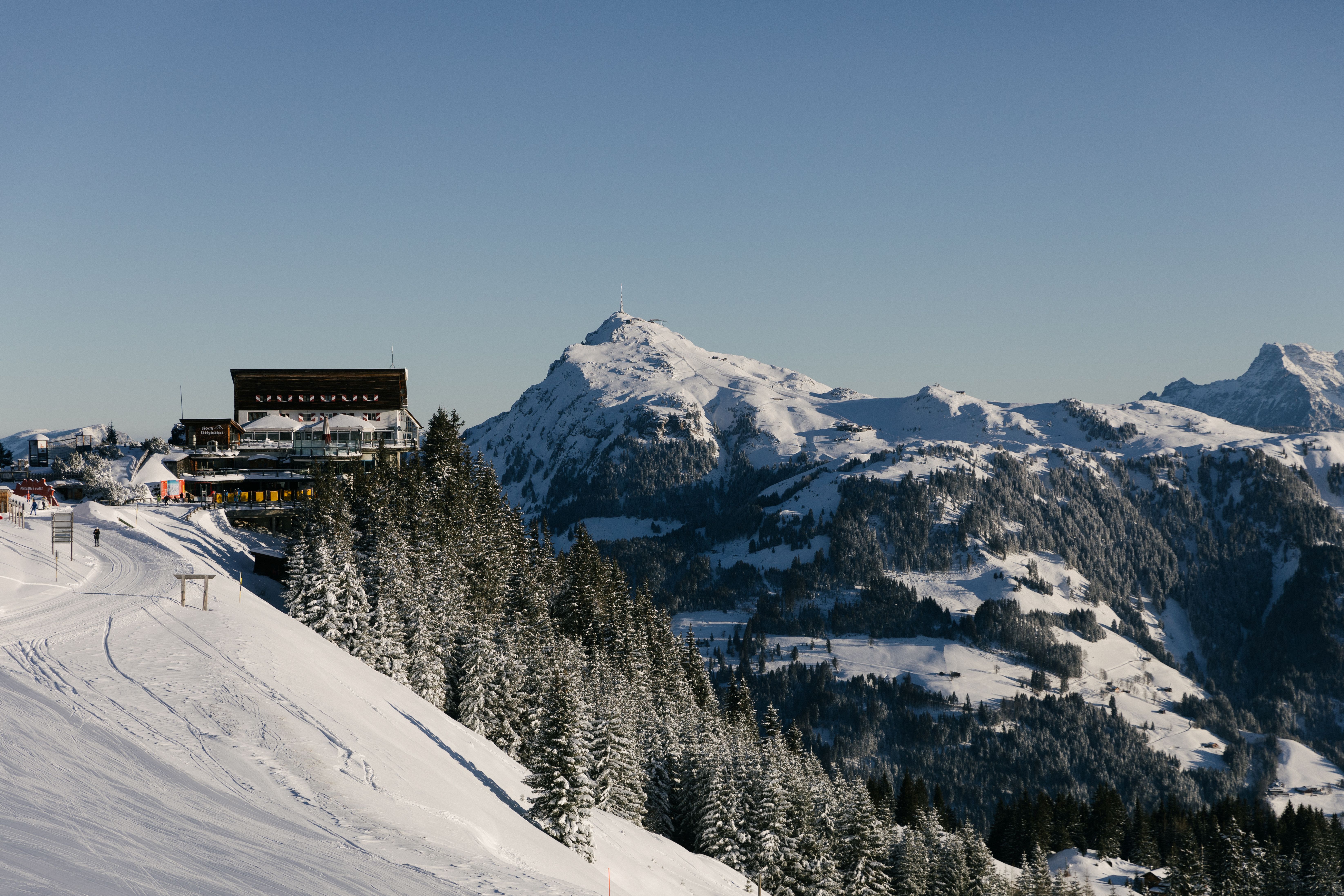 Winter scene of Kitzb&amp;uuml;hel ski resort in Austria