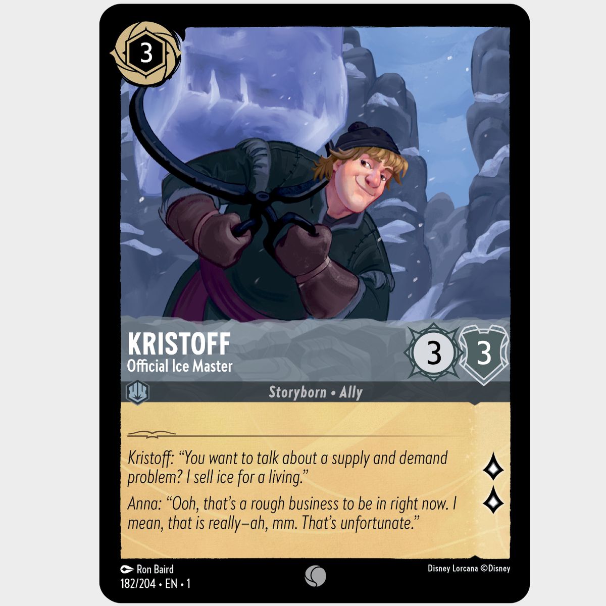 Disney Lorcana cards on a plain background