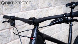 The Santa Cruz Carbon 800 handlebar installed on a mountain bike