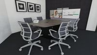 An empty huddle room with collaborative solutions set up. 